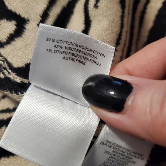 NWT Anne Klein Beige & Black Zebra Print Cascading Open Front Cardigan S… - Picture 11 of 11